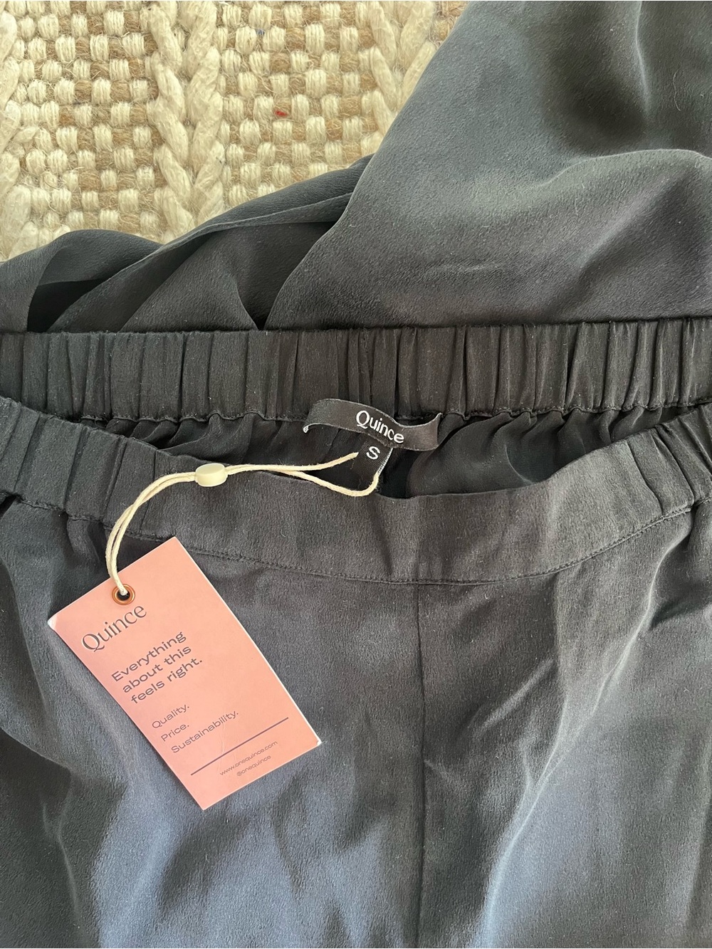 Quince NWT 100% Silk Black washable pants